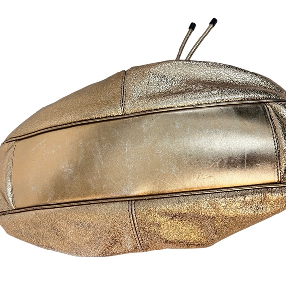 BURBERRY Metallic Calfskin Warrior Hobo Gold - Picture 7 of 10